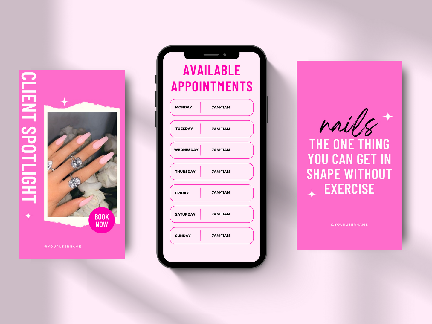 Collection de 150 Modèles Canva Personnalisables pour les Techniciennes en Pose d'Ongles sur Instagram